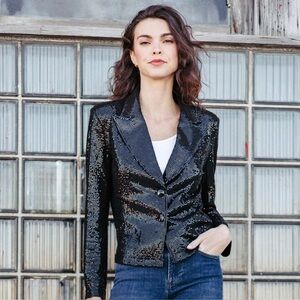 Clara Sun Woo Sequin Modern Button Blazer - Black Size XS (4/6)